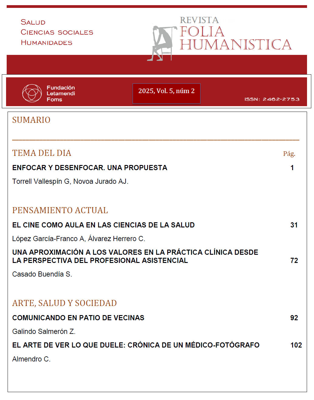 					Ver Vol. 5 Núm. 2 (2025): Folia Humanística
				