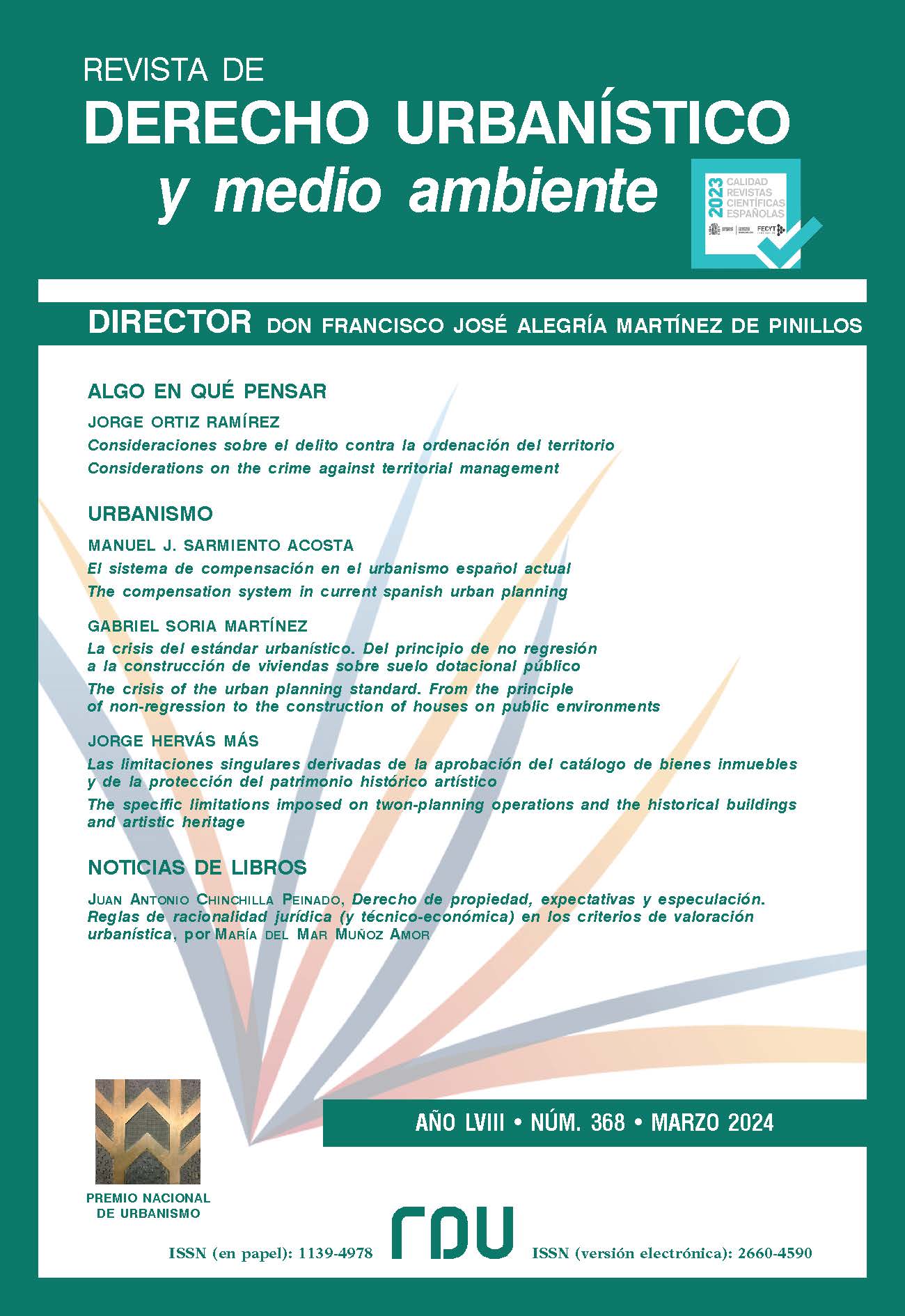 					View Vol. 58 No. 368 (2024): REVISTA DE DERECHO URBANÍSTICO  Y MEDIO AMBIENTE
				