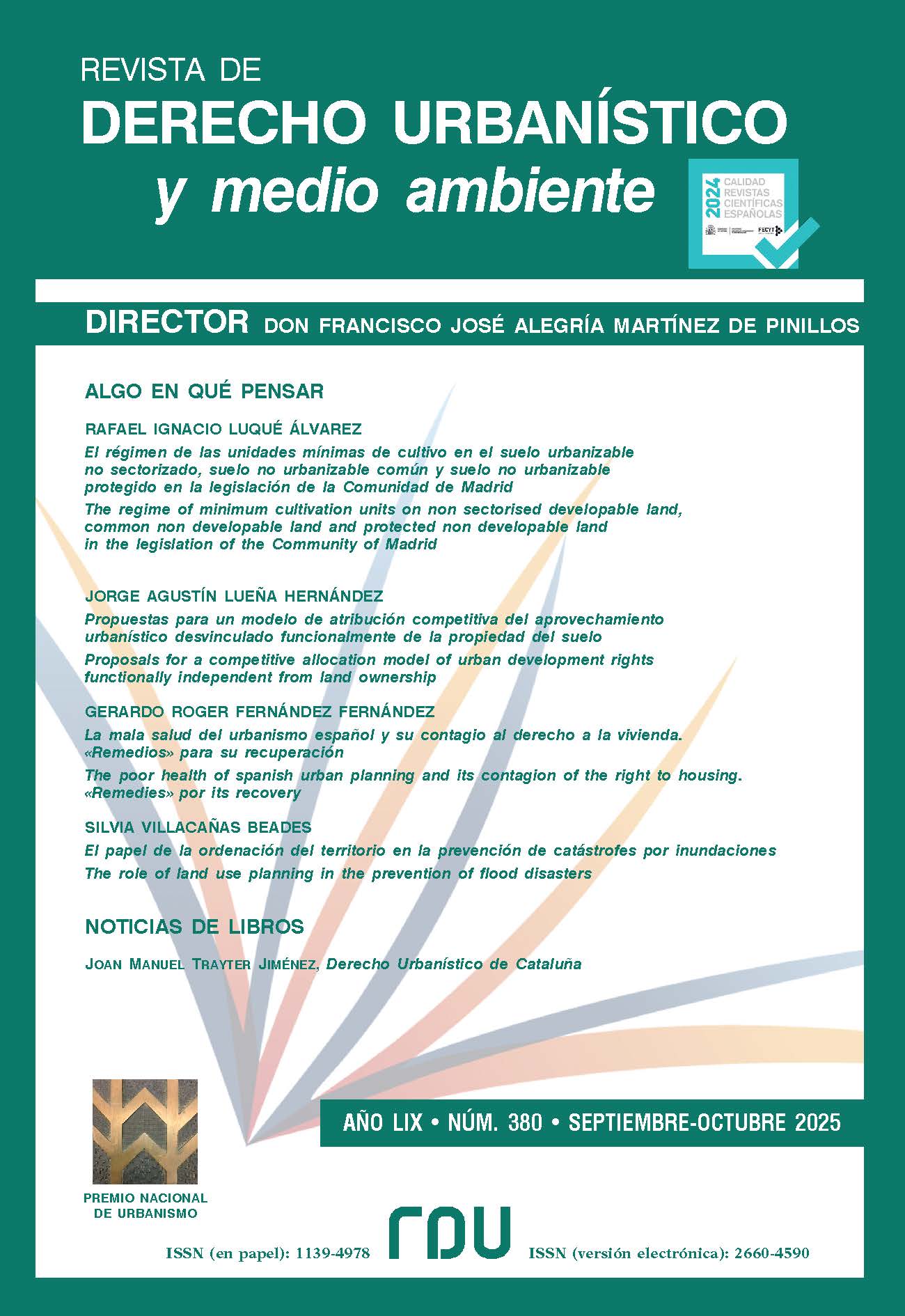 					Ver Vol. 59 Núm. 380 (2025): REVISTA DE DERECHO URBANÍSTICO Y MEDIO AMBIENTE
				