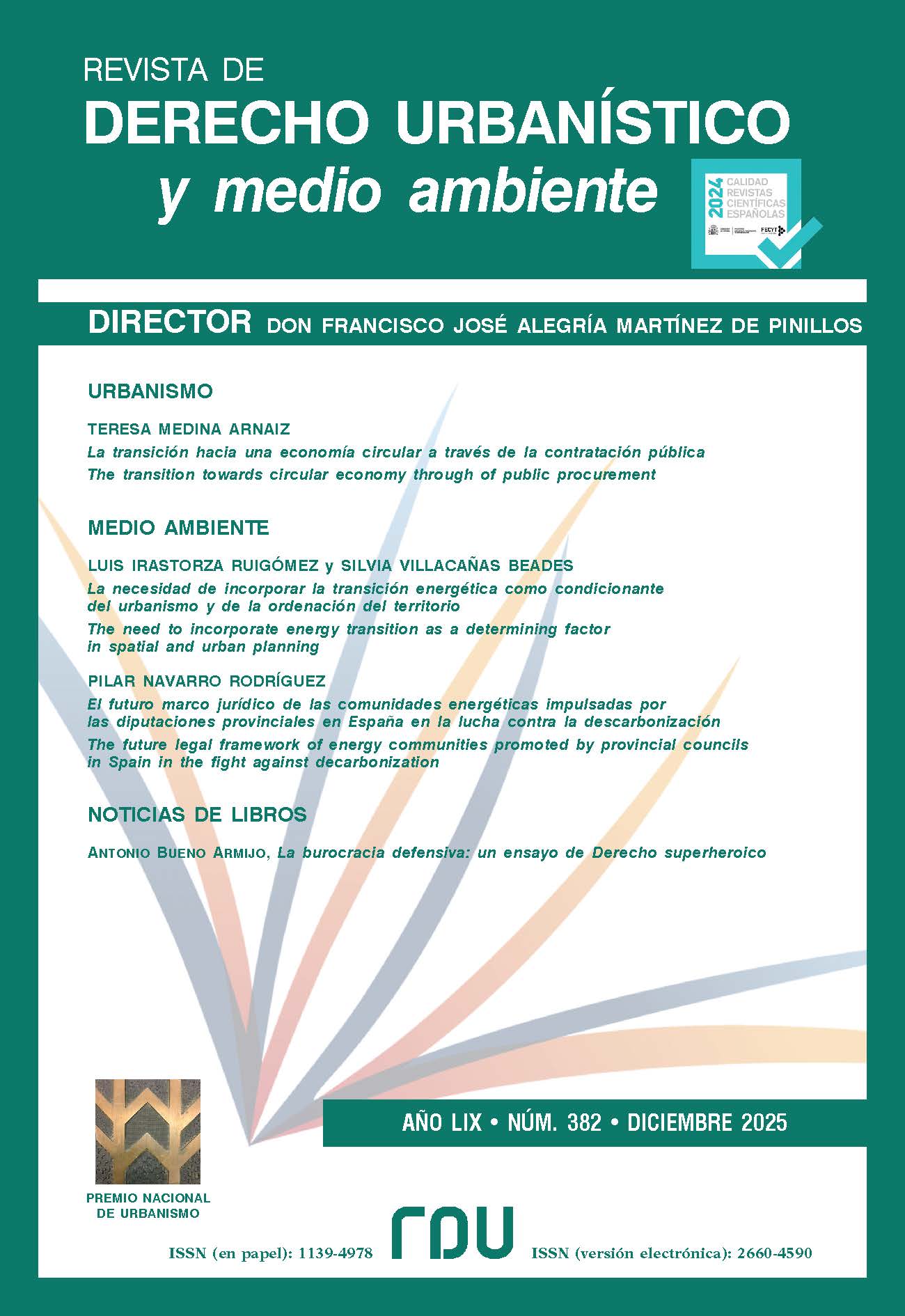 					Ver Vol. 59 Núm. 382 (2025): REVISTA DE DERECHO URBANÍSTICO Y MEDIO AMBIENTE
				