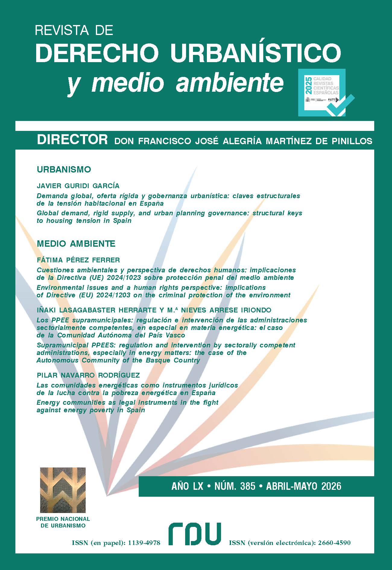					Ver Vol. 60 Núm. 385 (2026): REVISTA DE DERECHO URBANÍSTICO Y MEDIO AMBIENTE
				