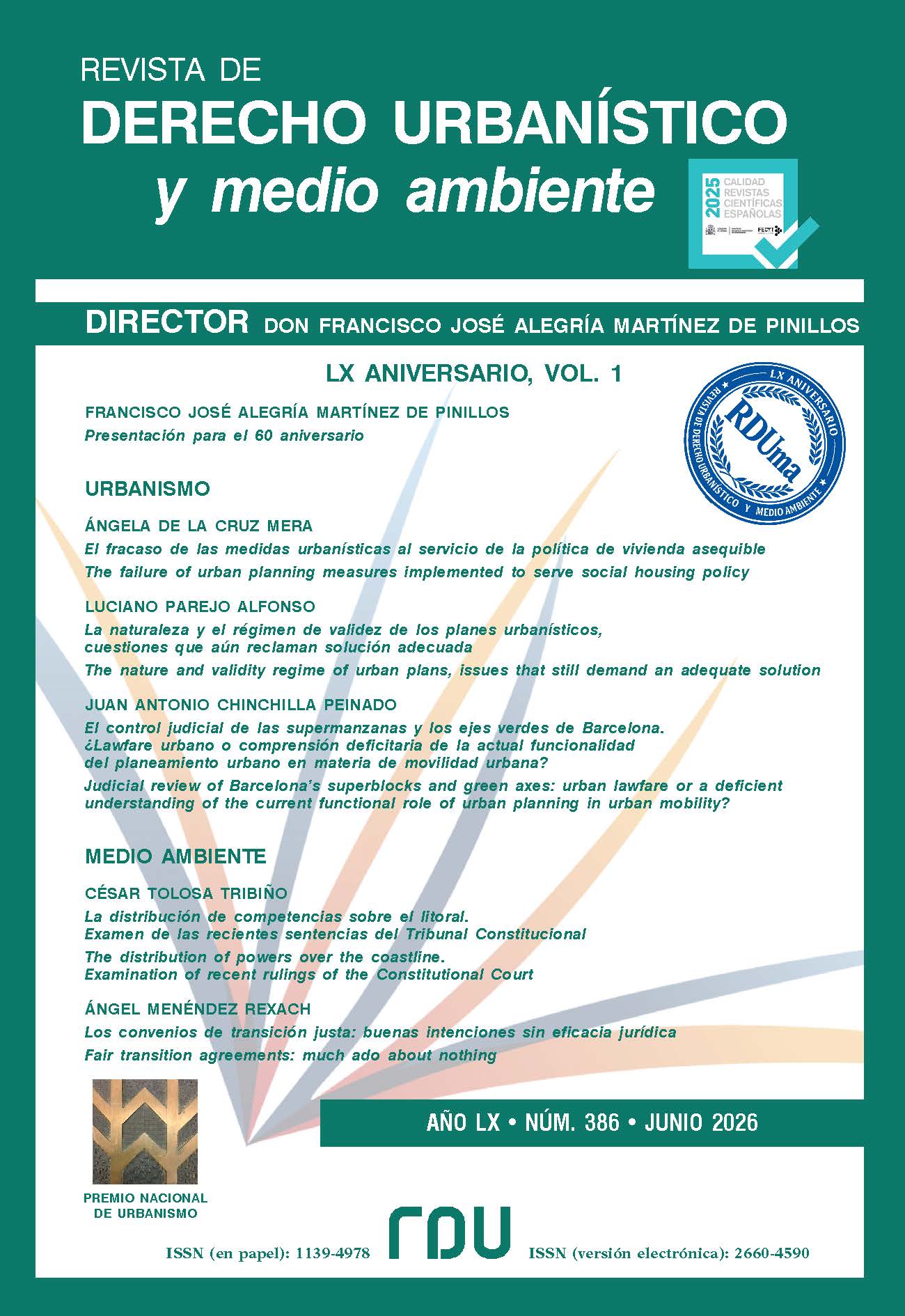 					Ver Vol. 60 Núm. 386 (2026): REVISTA DE DERECHO URBANÍSTICO Y MEDIO AMBIENTE
				